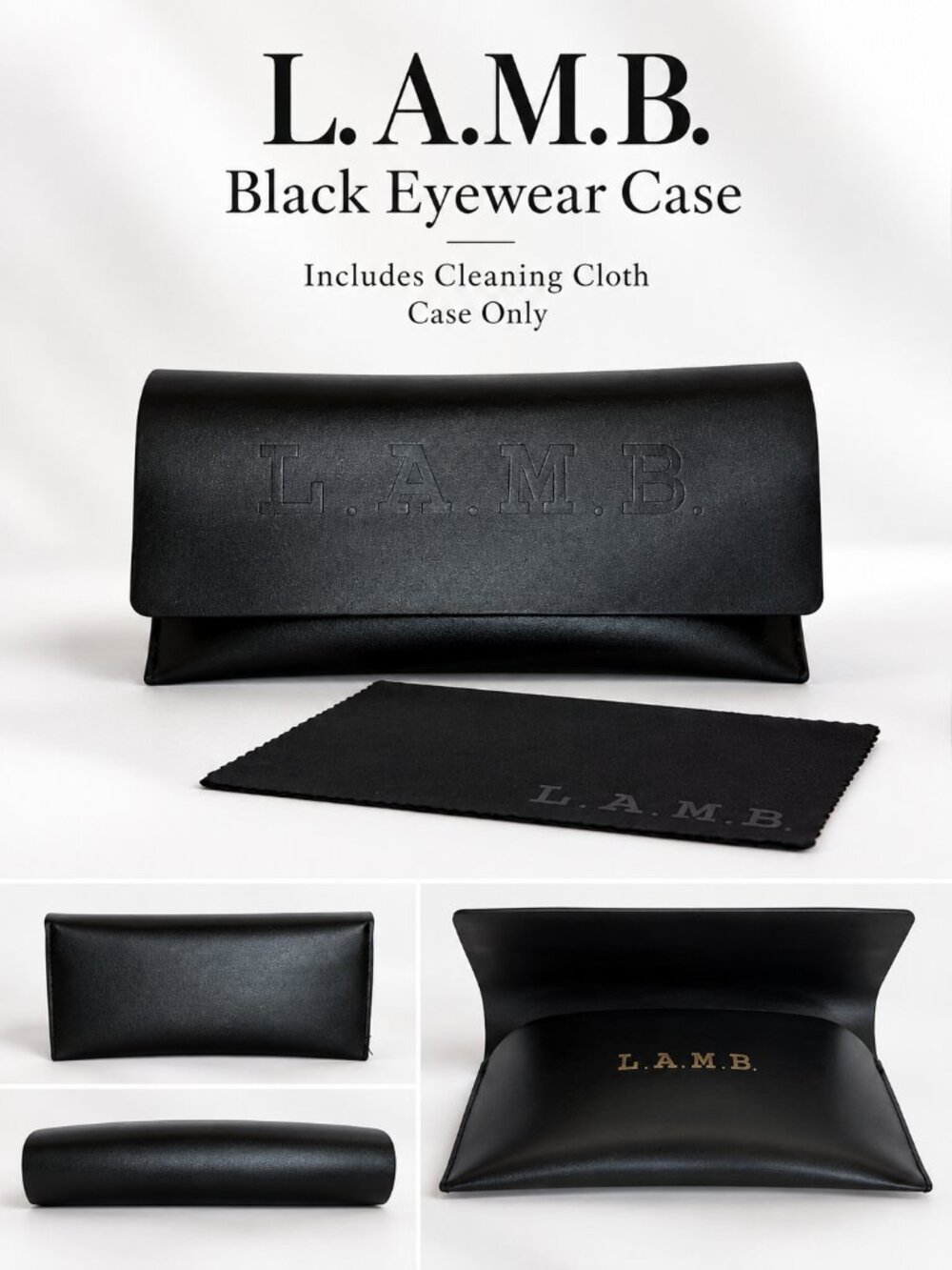 L.A.M.B. Black Sunglasses Eyeglass Case with Cleaning Cloth